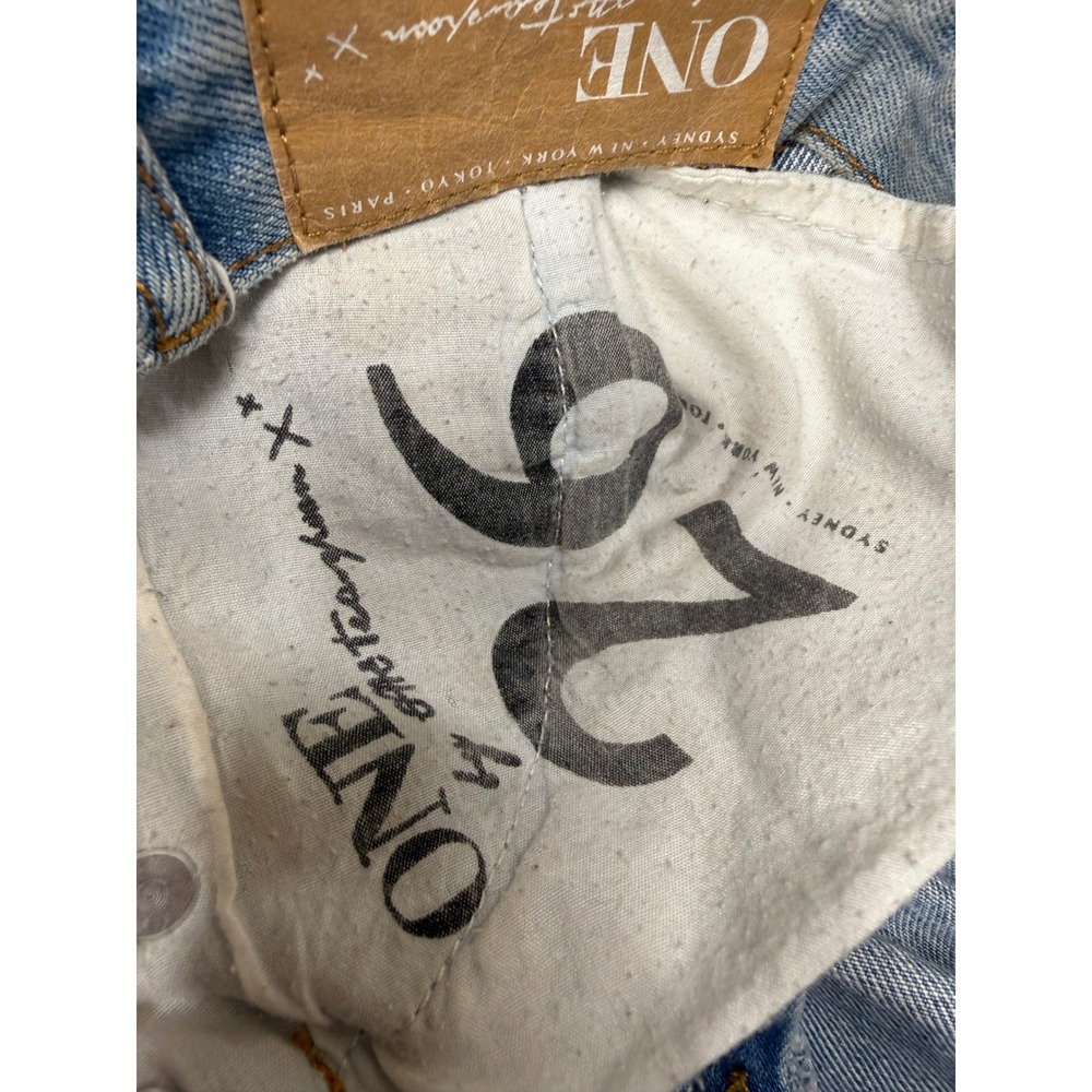 One Teaspoon Hawks High Rise Distressed Denim Shorts Light Wash Blue Size 26 - Picture 6 of 11